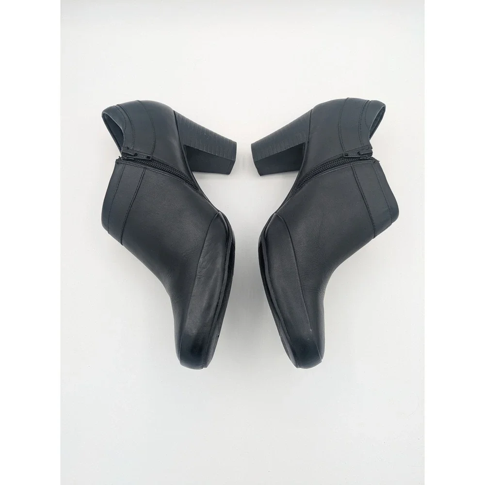 Clarks Bendables Leather Booties‎ 11N Black Buckle Ankle Boots 63046